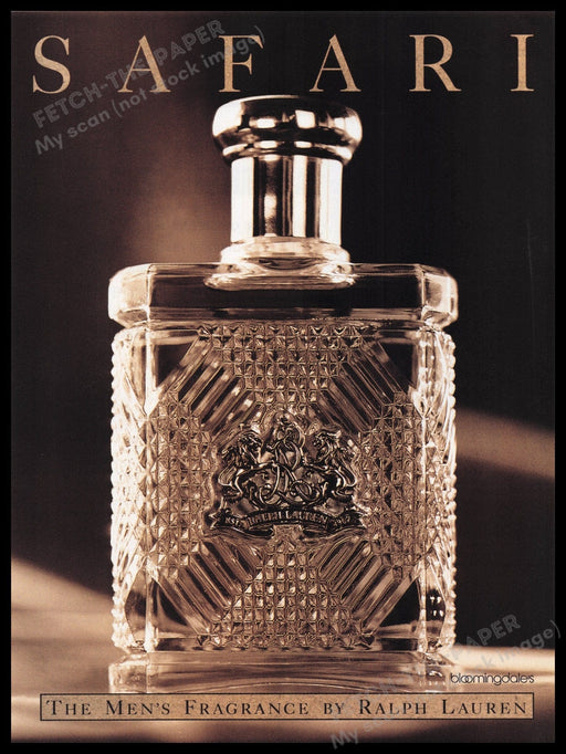 Ralph Lauren Safari Men's Fragrance 1990s Print Advertisement Ad 1993 Fetch the Paper!