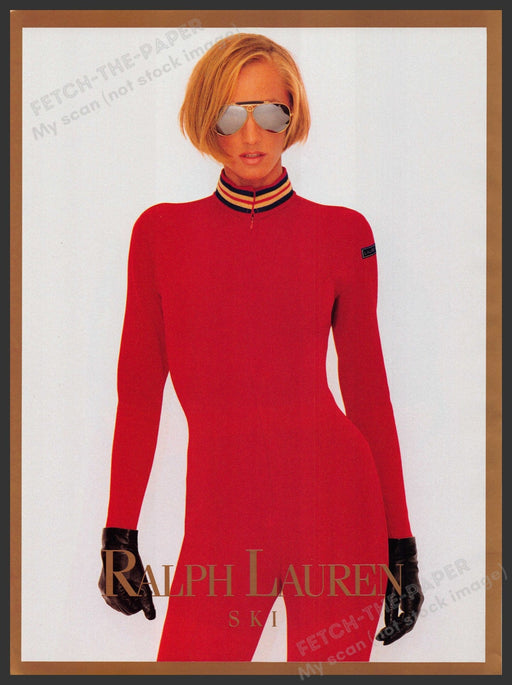 Ralph Lauren Ski Clothing 1990s Print Advertisement 1991 Formfitting Fetch-the-Paper