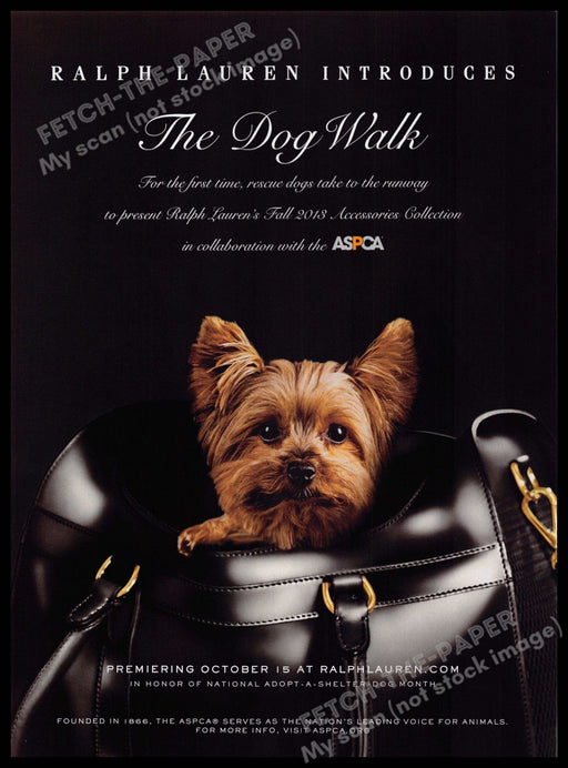 Ralph Lauren The Dog Walk 2010s Print Advertisement 2013 Yorkshire Terrier Ralph Lauren