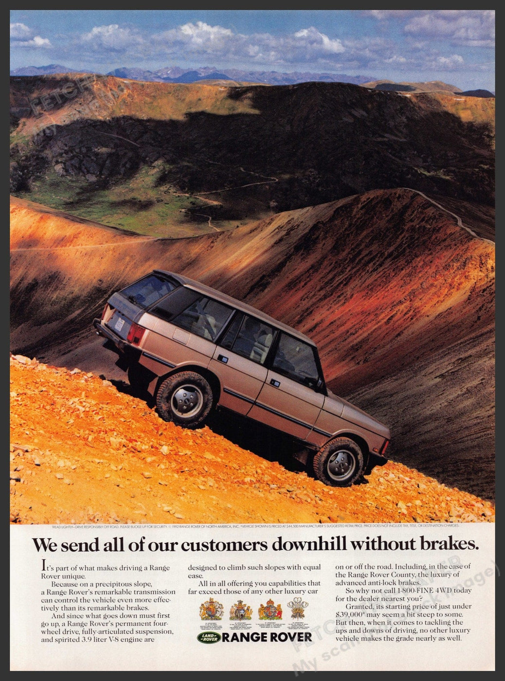 Range Rover 1992 Print Ad - Rugged Luxury & Off-Road Capability — Fetch ...