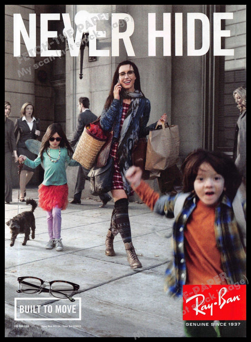 Ray-Ban 2010s Magazine Print Advertisement 2013 "Never Hide" Mom & Kids City Ray-Ban