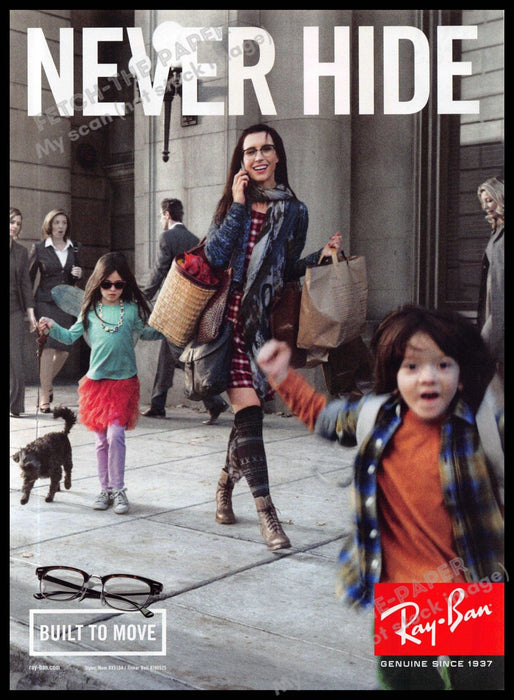 Ray-Ban 2010s Magazine Print Advertisement 2013 "Never Hide" Mom & Kids City Ray-Ban