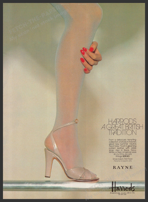 Rayne Shoes 1970s Print Advertisement Ad 1977 Hosiery Leg Fetch-the-Paper