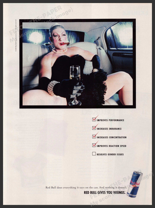 Red Bull 2000s Print Advertisement 2003 Does Not "Resolve Gender Issues" Fetch-the-Paper
