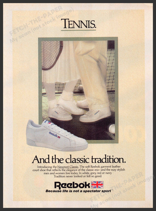 Reebok 1980s Magazine Print Advertisement 1985 Tennis Newport Classic Reebok