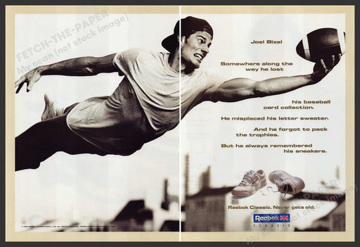 Reebok Classic Shoe Joel Bizal Football 1990s Print Advertisement (2 Page) 1993 Fetch-the-Paper
