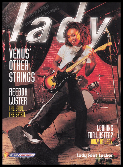 Reebok Shoes 2000s Print Advertisement Ad 2000 Venus Luster Guitar Fetch the Paper!