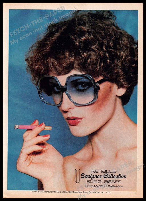Renauld 1970s Print Advertisement 1977 Sunglasses "Elegance in fashion" Renauld