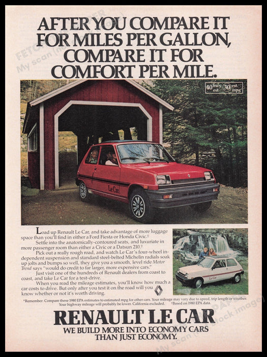 Renault Le Car 1980s Print Advertisement Ad 1980 Economy Car Fetch the Paper!