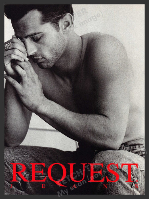 Request Jeans 1990s Print Advertisement Ad 1992 Sexy Front & Back of One Page Fetch-the-Paper
