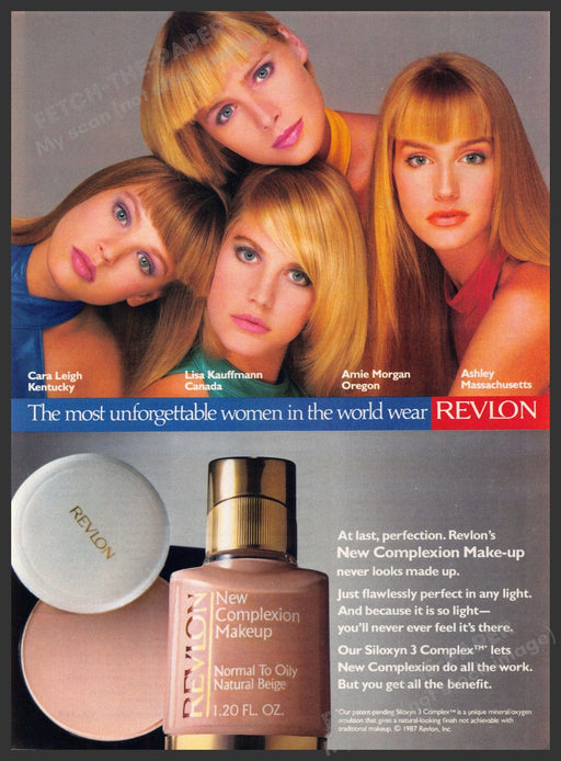 Revlon 1980s Print Advertisement 1987 "Most unforgettable women" Revlon