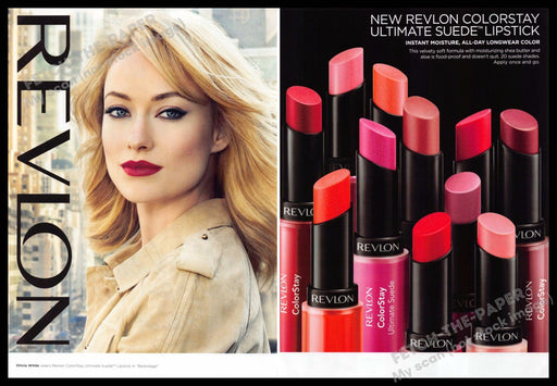 Revlon 2010s Print Advertisement (2 pages) 2013 Olivia Wilde Actress Lipstick Revlon