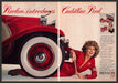 Revlon Cadillac Red 1970s Print Advertisement (2 page) 1977 Woman Mechanic Fetch-the-Paper