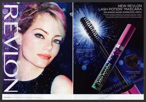 Revlon Cosmetics Emma Stone 2000s Print Advertisement Ad (2 pages) 2013 Sparkle Fetch the Paper!
