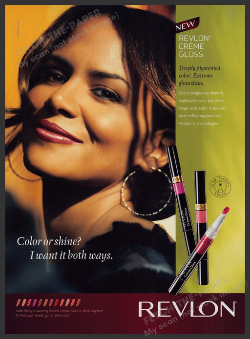 Revlon Creme Gloss Halle Berry 2000s Print Advertisement 2009 Lips Fetch-the-Paper