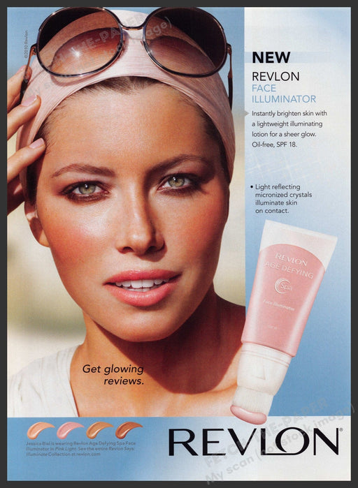 Revlon Face Illuminator 2010s Print Advertisement Ad 2010 Jessica Biel Glowing Fetch-the-Paper