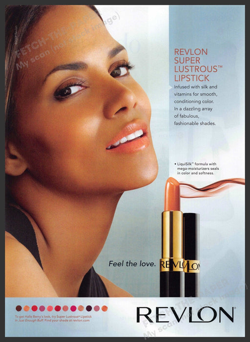 Revlon Halle Berry 2000s Print Advertisement 2009 Lips Beautiful Face Fetch-the-Paper