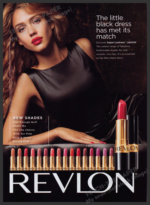 Revlon Lipstick Jessica Alba 2000s Print Advertisement Ad 2008 Little Black Dres Fetch the Paper!