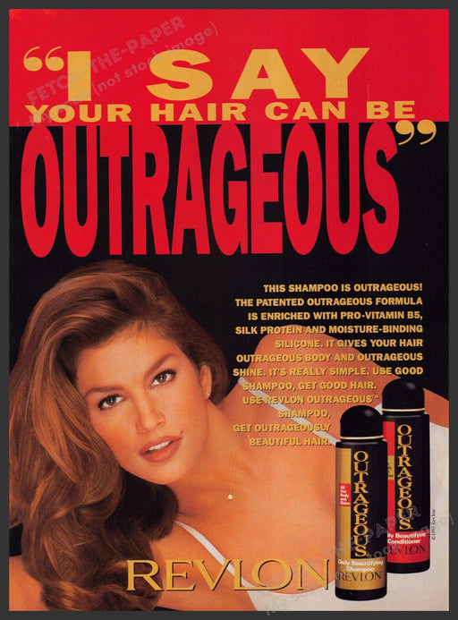 Revlon Outrageous Hair Cindy Crawford 1990s Print Advertisement Ad 1995 Fetch-the-Paper