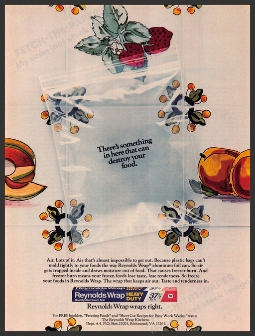 Reynolds Wrap 1980s Magazine Print Advertisement 1985 Air Destroys Food Reynolds Wrap