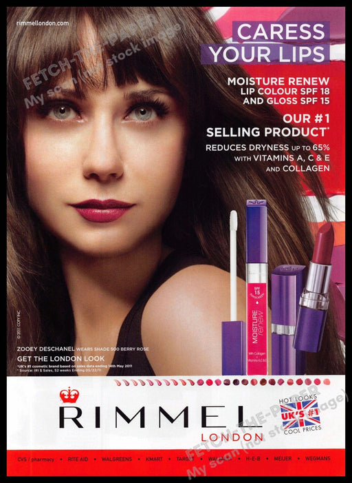 Rimmel 2010s Magazine Print Ad 2011 Zooey Deschanel "London Look" Rimmel