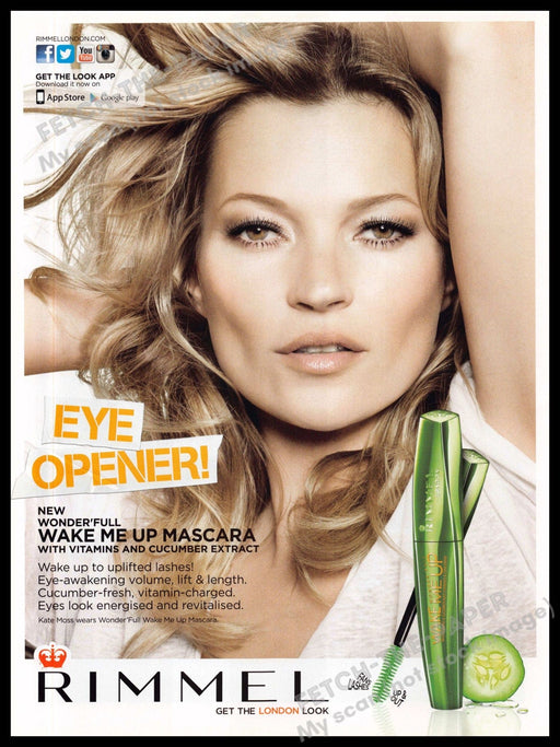 Rimmel 2010s Magazine Print Ad 2015 Kate Moss "Eye opener!" Rimmel