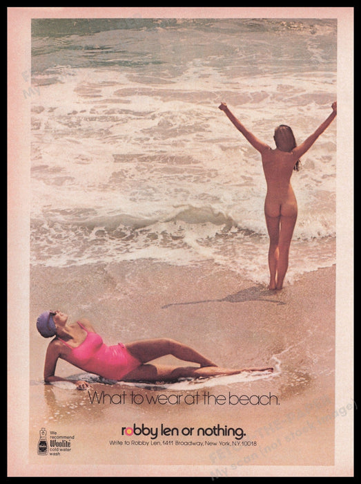 Robby Len Swimwear 1980s Print Advertisement Ad 1980 "Robby Len or Nothing" Fetch the Paper!