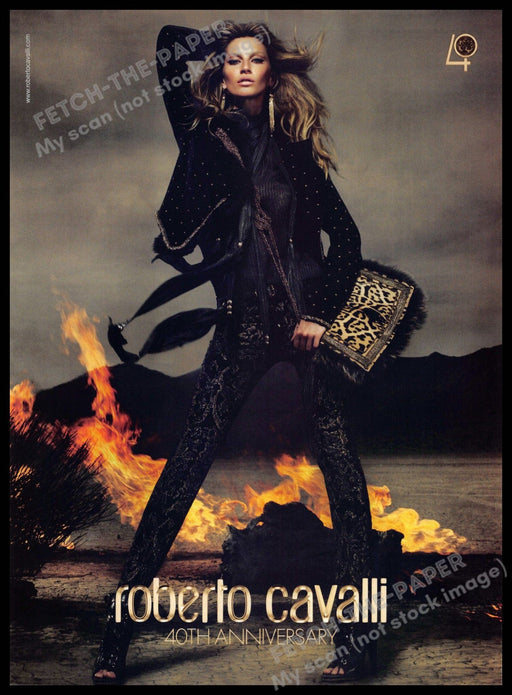 Roberto Cavalli 2010s Print Advertisement 2010 Gisele Bundchen 40th Anniversary Fetch-the-Paper