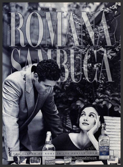 Romana Sambuca Italy 1990s Print Advertisement Ad 1992 Couple Fetch-the-Paper