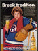 Ronrico Gold Rum 1980s Print Advertisement 1982 "Break tradition" Female Hockey Fetch-the-Paper