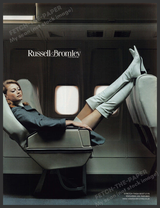 Russell & Bromley Boots 2000s Print Advertisement Ad 2003 Legs Airplane Fetch-the-Paper