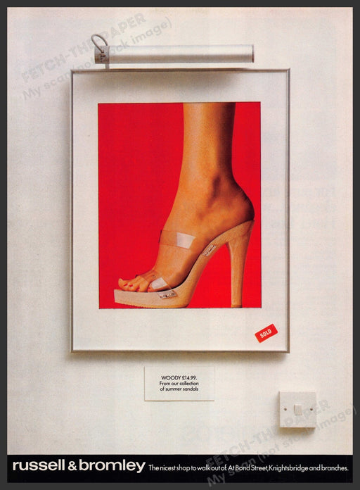 Russell & Bromley Shoes 1970s Print Advertisement Ad 1977 Art Display Fetch-the-Paper