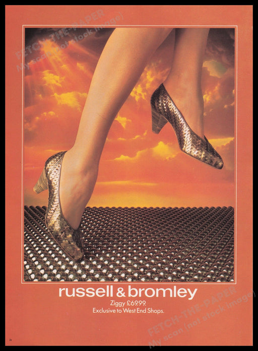 Russell & Bromley Shoes 1980s Print Advertisement Ad 1982 Legs Lifting Off Fetch the Paper!