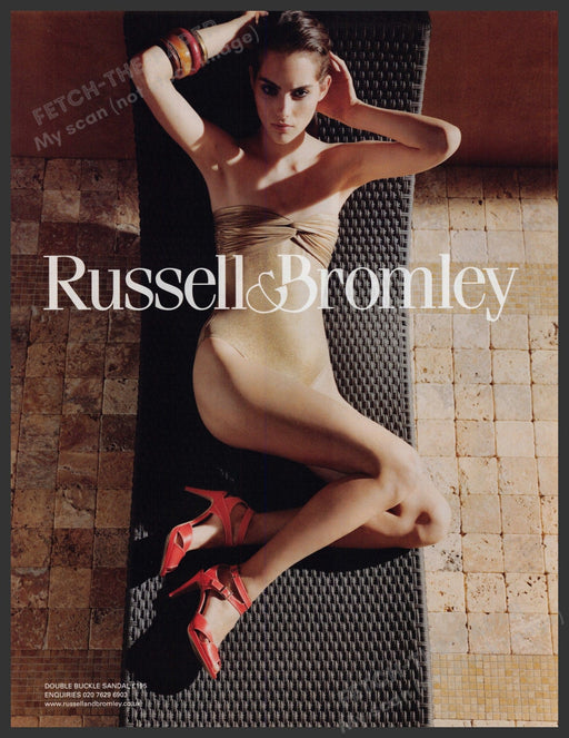 Russell Bromley Shoes 2000s Print Advertisement Ad 2009 Legs Mat on the Floor Fetch-the-Paper