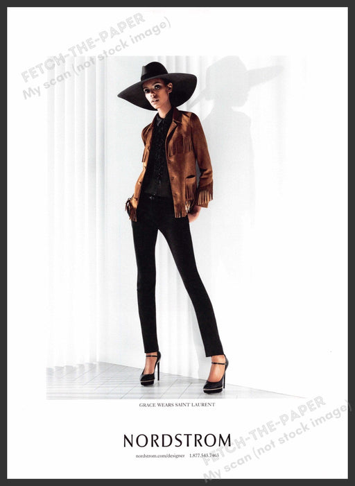 Saint Laurent Fashion 2010s Print Advertisement 2013 Long Legs Grace Fetch-the-Paper