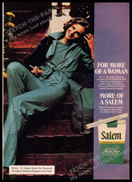 Salem 1970s Magazine Print Ad 1975 "For more of a woman" Salem Cigarettes