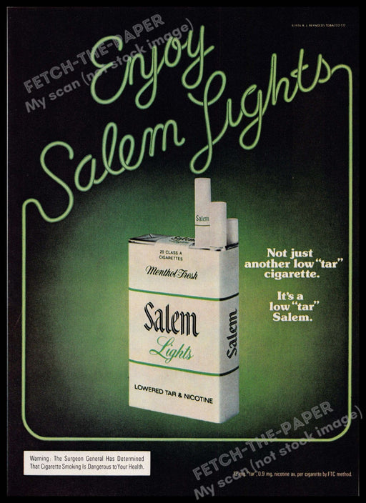 Salem Cigarettes 1970s Magazine Print Advertisement 1976 "Enjoy Salem Lights" Salem Cigarettes