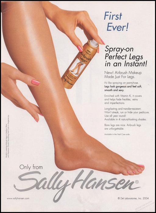 Sally Hansen Airbrush Legs 2000s Print Advertisement Ad 2004 Smooth Skin Fetch the Paper!