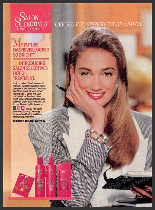 Salon Selectives 1980s Print Advertisement 1989 Blonde Working Woman New Hair Salon Selectives