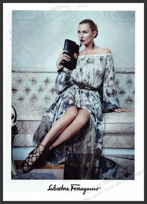 Salvatore Ferragamo 2010s Print Advertisement 2012 Legs Sitting on Couch Fetch-the-Paper