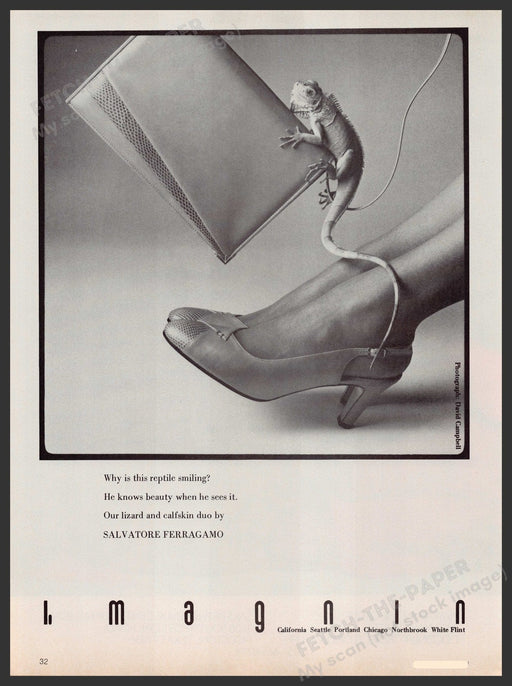 Salvatore Ferragamo Shoes 1980s Print Advertisement Ad 1981 Heels Reptile Fetch-the-paper.com