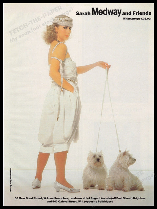 Sarah Medway and Friends Shoes 1980s Print Advertisement Ad 1982 Terriers Fetch the Paper!