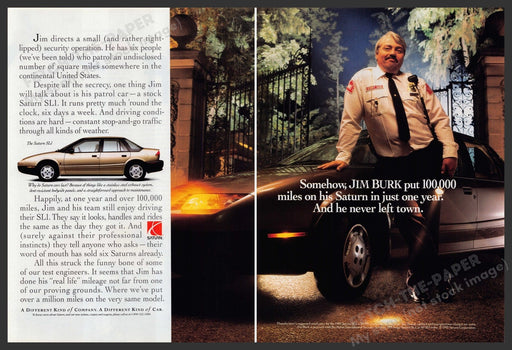Saturn SLI Car 1990s Print Advertisement (2 Page) 1993 Jim Burk Fetch-the-Paper