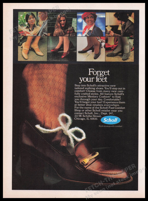 Scholl Tailored Walking Shoes 1980s Print Advertisement Ad 1980 Fetch the Paper!