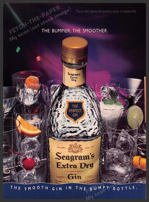 Seagram's 1990s Print Advertisement 1995 "The bumpier, the smoother." Seagram's