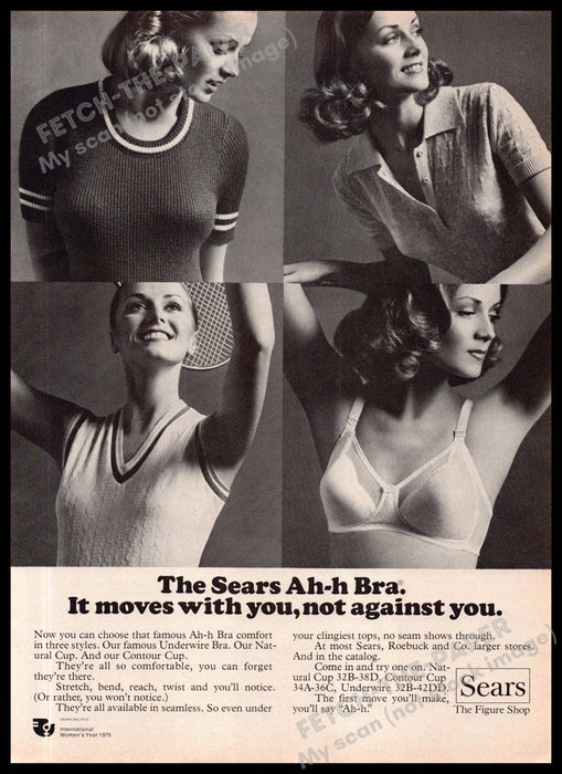 Sears Ah-h Bra 1970s Magazine Print Ad 1975 Young Girl Going About Her Day Sears Ah-h Bra