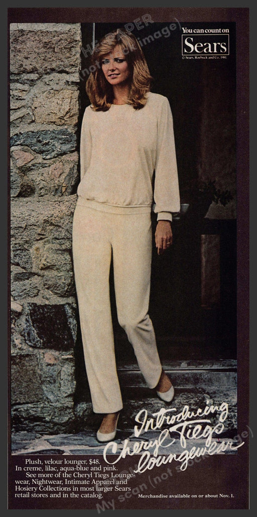 Sears Cheryl Tiegs 1980s Print Advertisement 1981 Loungewear Fetch-the-Paper