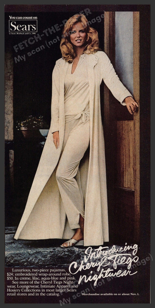 Sears Cheryl Tiegs 1980s Print Advertisement 1981 Nightwear Fetch-the-Paper