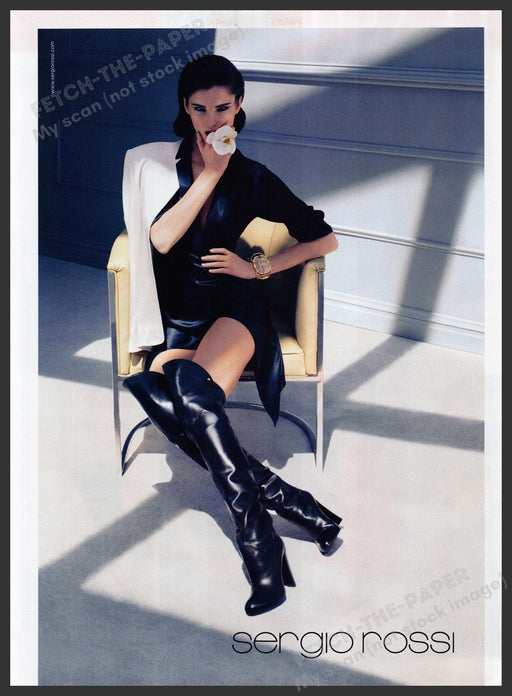Sergio Rossi Shoes 2000s Print Advertisement Ad 2013 Thigh High Boots Legs Fetch the Paper!