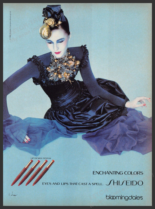 Shiseido 1980s Print Advertisement 1986 "Eyes and lips that cast a spell" Fetch-the-Paper
